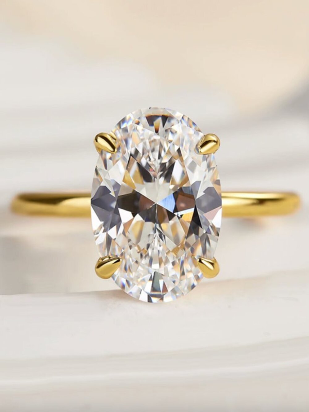 NEW 14k Yellow Gold Oval Cut 8 Carat Diamond Ring Sterling Silver Ring